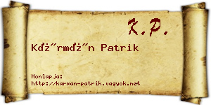Kármán Patrik névjegykártya